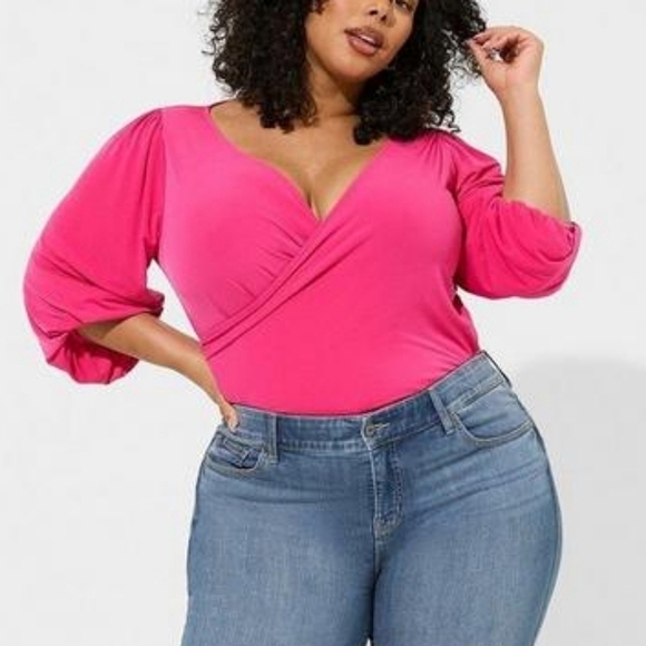 5X • Torrid • Studio Knit Surplice Long Sleeve Bodysuit - Picture 3 of 5